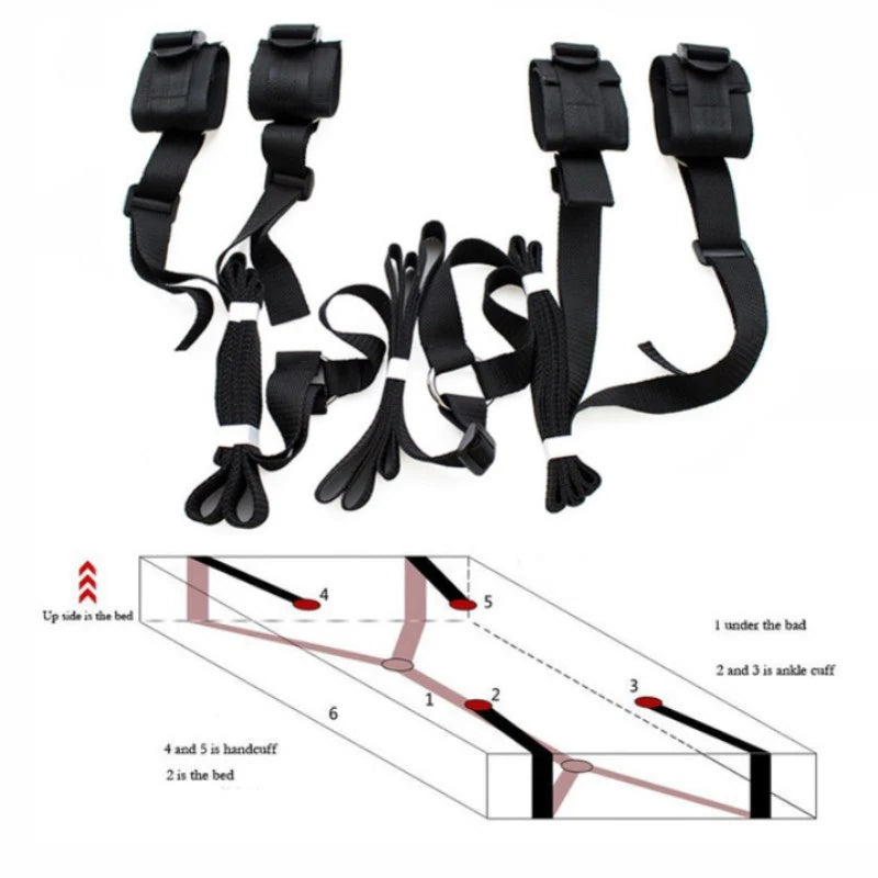 Erotic Adjustable Nylon Bed Restrain