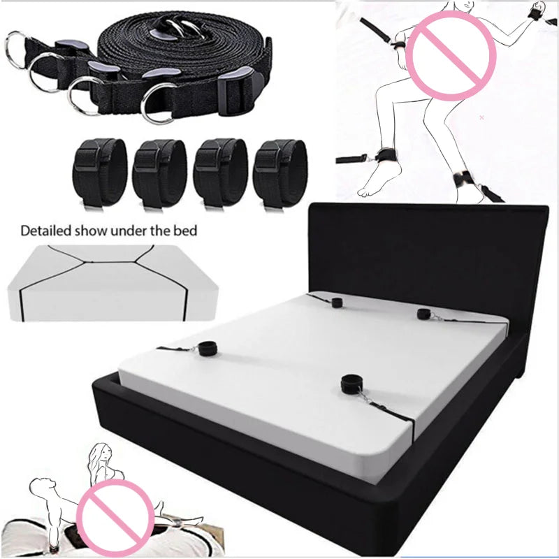 Erotic Adjustable Nylon Bed Restrain
