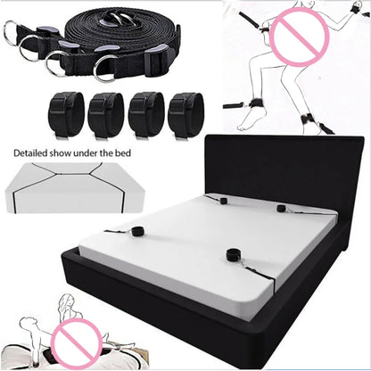 Erotic Adjustable Nylon Bed Restrain